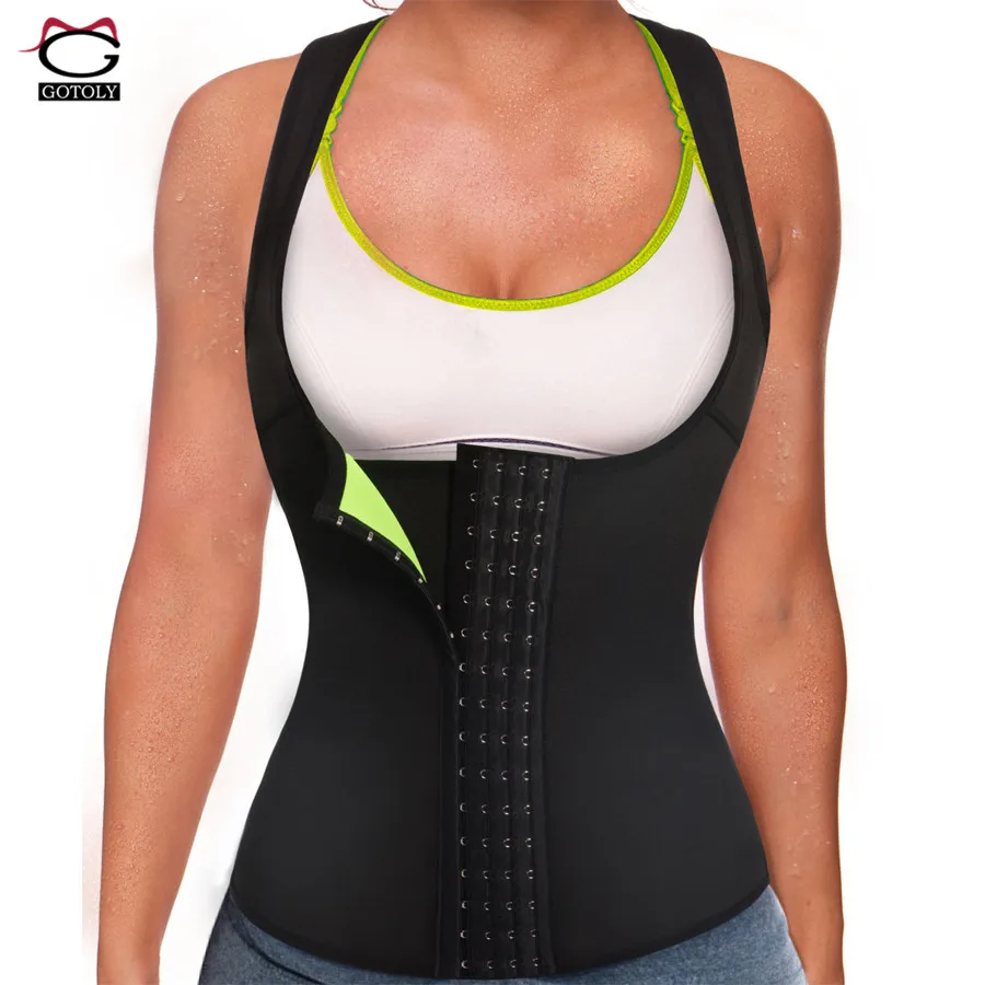 

Gotoly Sauna Waist Trainer Hooks And Zipper Neoprene Sweat Vest for Weight Loss Fat Burning Body Shaper for Women Workout