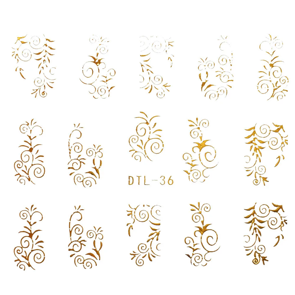 Наклейки для ногтей Дизайн ногтей DIY штамповка наклейки для ногтей логотип наклейка Украшение Искусство золотые полосы цветок Маникюр LD - Цвет: 12