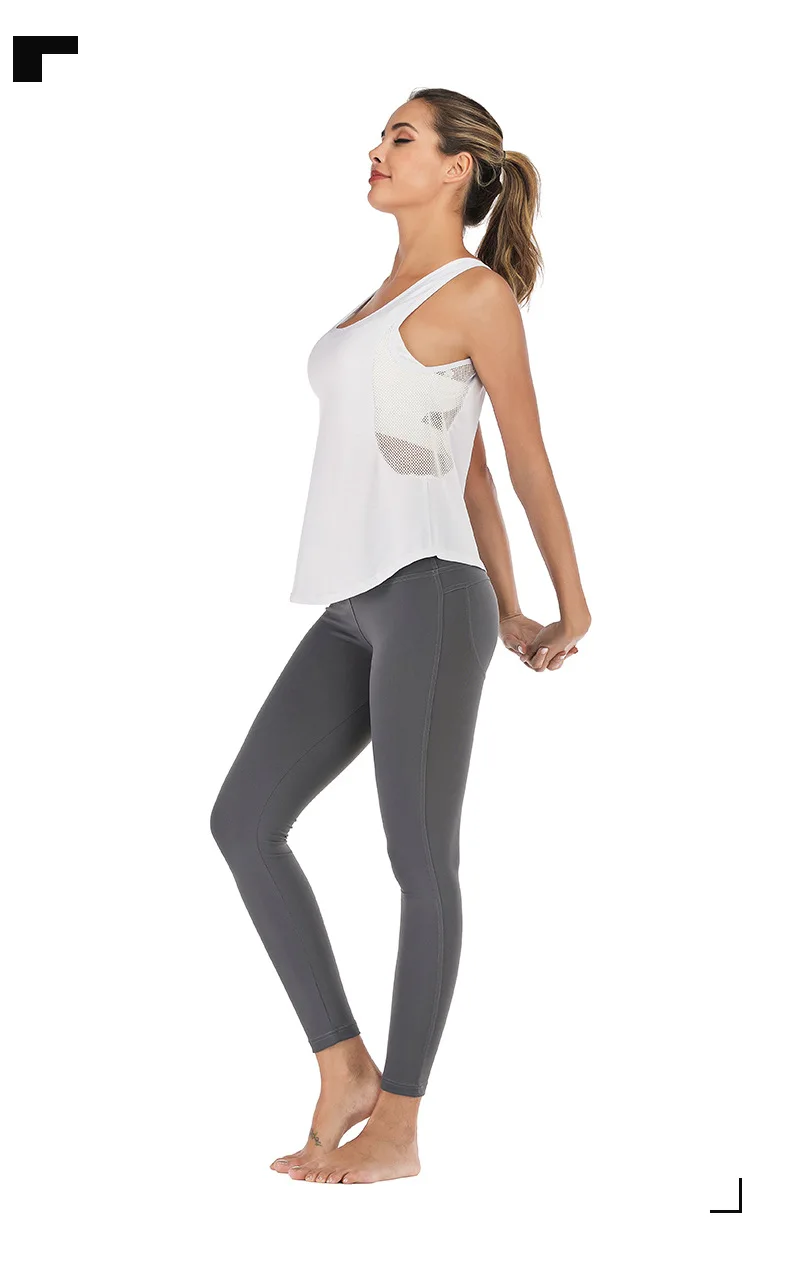 Женский спортивный жилет, женская рубашка для йоги, свободные рубашки для бега, эластичный пуловер, футболка для фитнеса, сетчатый полый резервуар, топы, спортивная блузка для тренировок