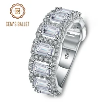 Gem's балетное свадебное кольцо с кубическим цирконием, набор каналов, 925 пробы Серебряное обручальное кольцо для женщин, хорошее ювелирное изделие