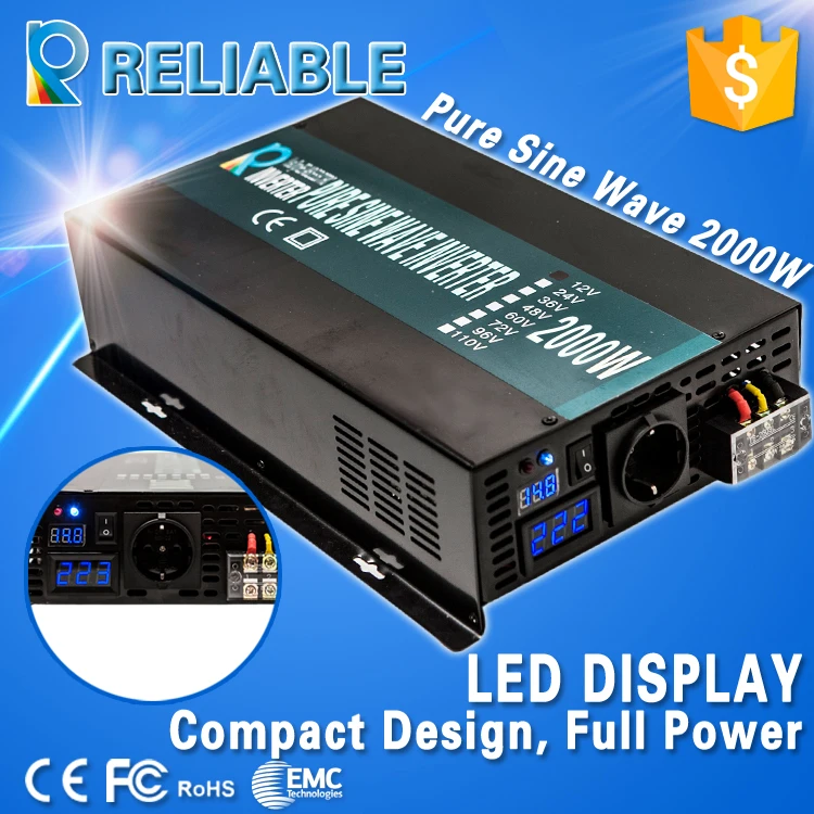 LED Display Off Grid DC to AC Converter 2000w 24v 220v Pure Sine Wave Solar Power Inverter Generator Home Inverter Car Inverter