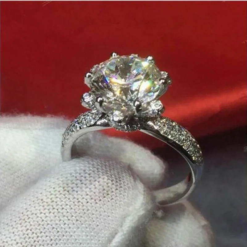 

choucong Jewelry Size 5-10 Vintage Flower type 925 Sterling silver 2CT Zircon Finger Rings Wedding Eternal Band RING For Women