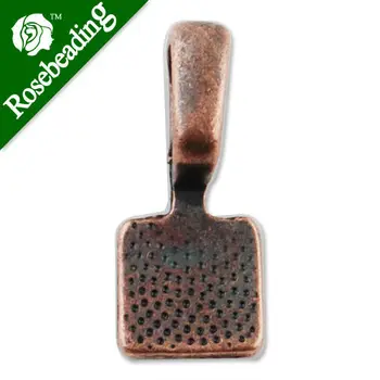 

7*7 MM Antique Copper Square zinc alloy Glue On Bail