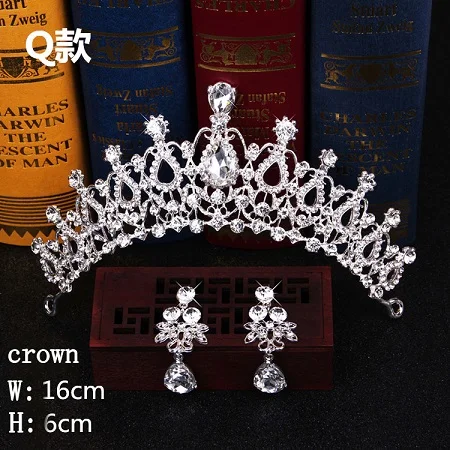 Bridal Hair Accessories Tiara Headdress Headband Hair Clips Women Crystal Pearls Decor Hair Band+earrings Jewelry Wedding (4)