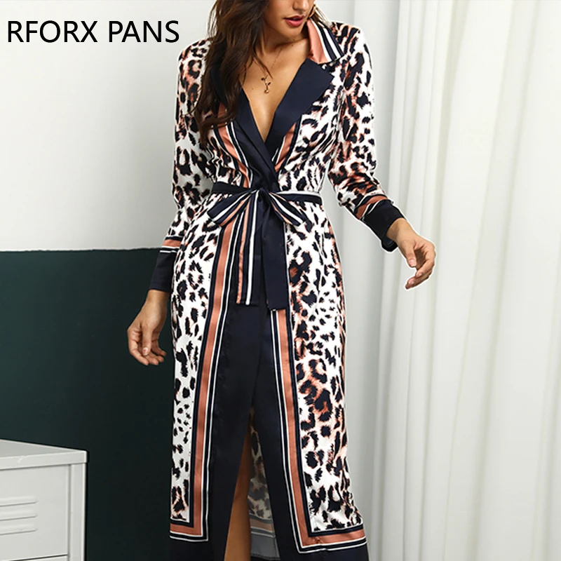 Леопардовая полосатая рубашка со вставками Платье женское платье