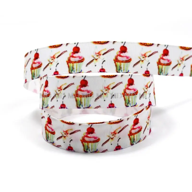 50 Yards 9mm 75mm Cute Ice Cream Grosgrain Ribbon DIY Handmade Wedding