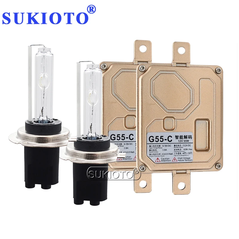 SUKIOTO AC 55W Canbus Ballast Xenon H7C HID Kit Car Light Headlamp 55W H7C Xenon Bulb 4300K 5000K 6000K No Error Canbus Ballast Kit (2)