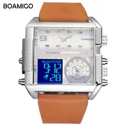 Для мужчин часы лучший бренд класса люкс BOAMAGO F902 уникальные дизайнерские часы Для мужчин модные площадь большой лицо 3 Часовой пояс