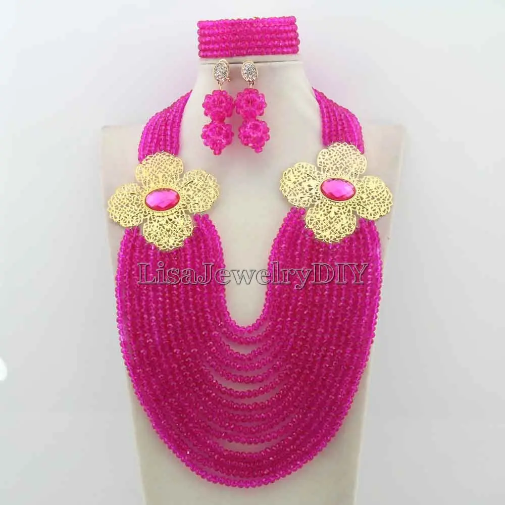 

Nigerian Statement Necklace Wedding African Beads Jewelry Set Crystal Jewelry Set African Costume Jewelry Sets BeadsHD6994