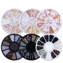 Стразы для ногтей, шпильки, 3D дизайн ногтей, украшение, розовое золото, заклепки, маркиза, круг, звезда, круглый квадрат, смешанные аксессуары