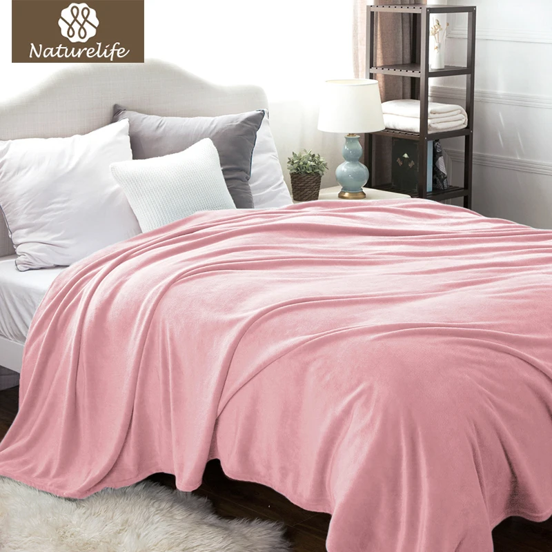 Naturelife flannel fleece blanket Solid Luxury airplane blankets sofa travel throws soft blanket