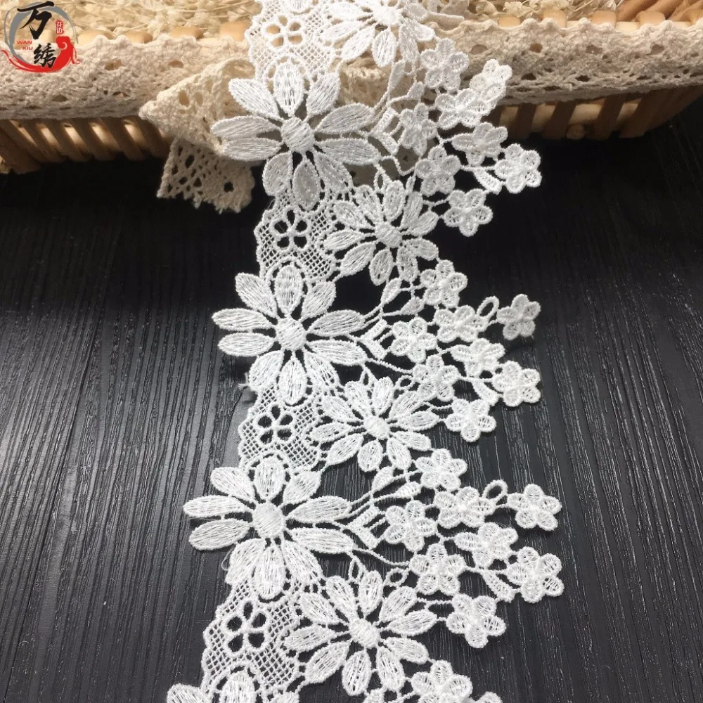 15Yards Embroidered Lace Trim Applique Cord Lace Fabric Flowers Sewing