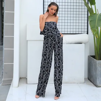 

New Style Fashion Sexy Women Strapless Ruffles Backless Print Suit Celebrity Elegant Body con Party Night Club suits Wholesale