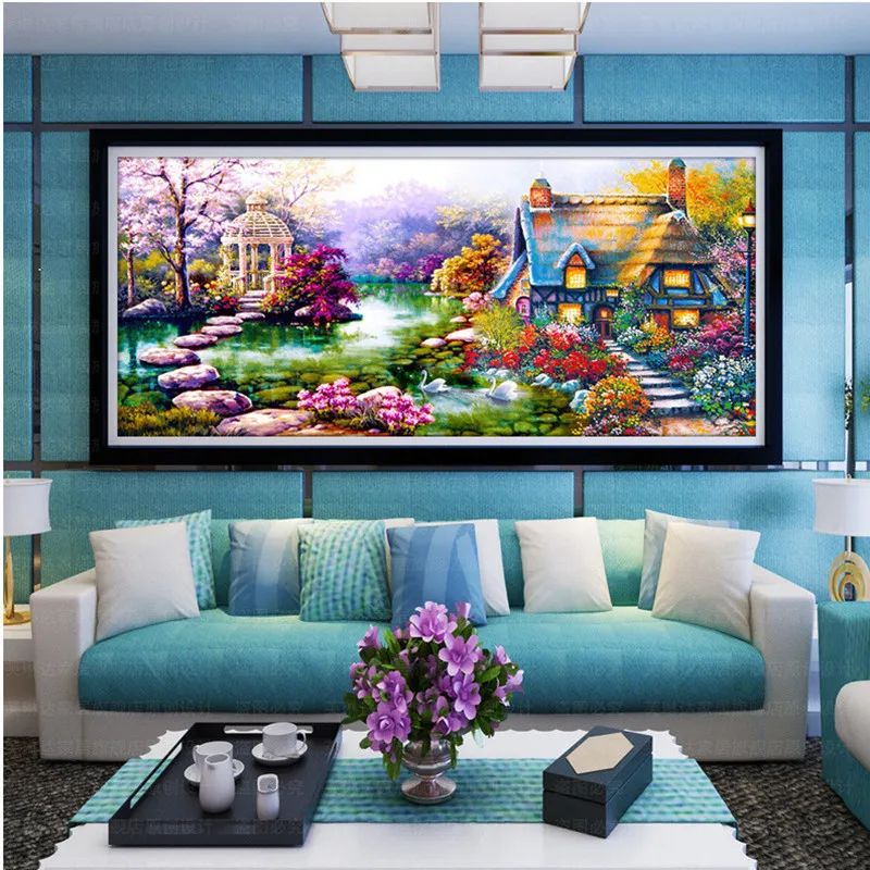 

5D DIY Diamond Painting Cross Stitch Landscape Garden Cottage Crystal Needlework Diamond Embroidery Diamond Home Decor Painting