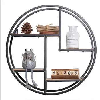 

Round Wall Mounted Iron Shelf Floating Shelf Wall Storage Shelf for Pantry Living Room Bedroom Kitchen Entryway