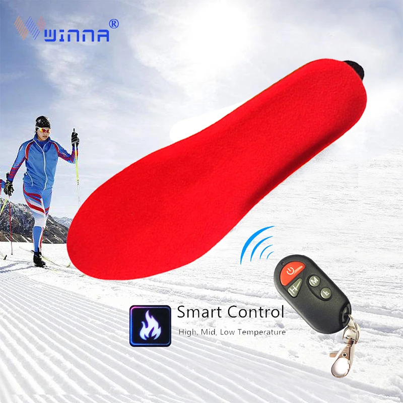 [Promotion] Winter Warm Electric Heated Insoles with Remote Control 1800mAh Battery Heating Shoe Insoles Pads For Skiing/Camping
