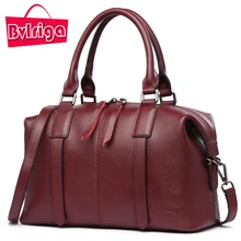 BVLRIGA Luxury Handbag Women Bag Designer Genuine Leather Handbag Women Famous Brand Crossbody Shoulder Messenger Bag Wine Red