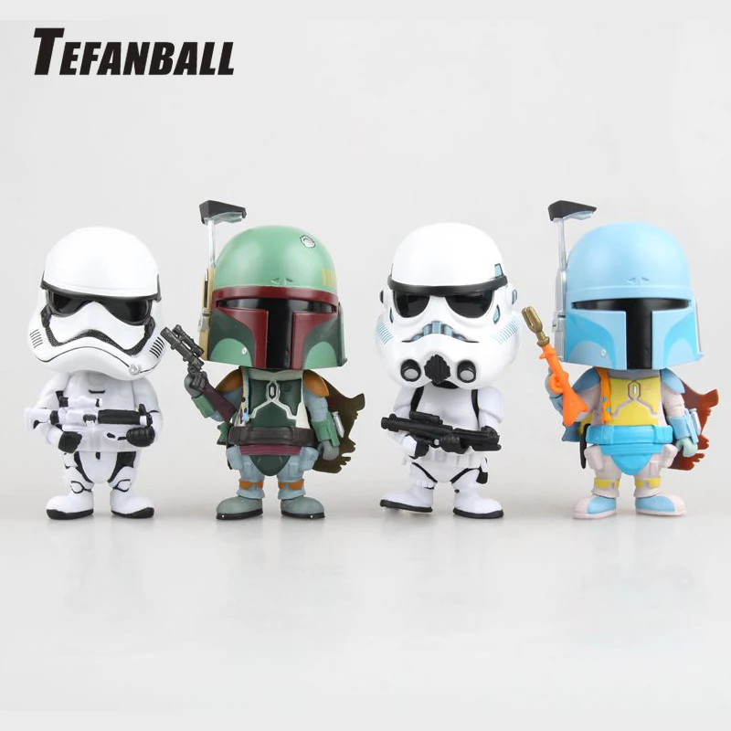 

Car Ornament Cute Decoration Shaking Head Doll For Star Wars Stormtrooper Boba Fett Action Figure Auto Interior Bobblehead Toys