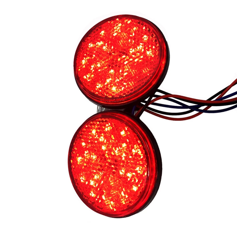 

1/2pcs Set Red 24 SMD LED Round Motorcycle Tail Light Universal 12V Mini Motorbike Reflector Turn Signal Brake Stop Lamp