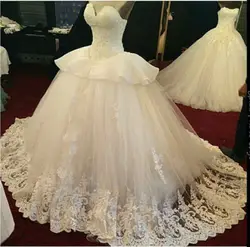 Boho Vestido De Noiva 2019 мусульманские свадебные платья бальное платье Милая Тюль Аппликации кружево Дубай арабское свадебное платье свадебные