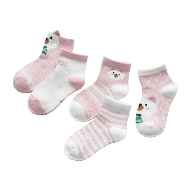 5 Pairs/lot Baby Socks Summer Mesh Breathable Cotton Infant Socks Children Kids Boys Girls Short Sock 0-8 Years 2
