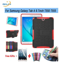 Чехол для SAMSUNG Galaxy Tab A, 9,7 дюймов, планшет, SM-T555, T550, 555, 550, гибридный, с подставкой, жесткий, силиконовый, резиновый, армированный, чехол, в подарок, 3 в 1