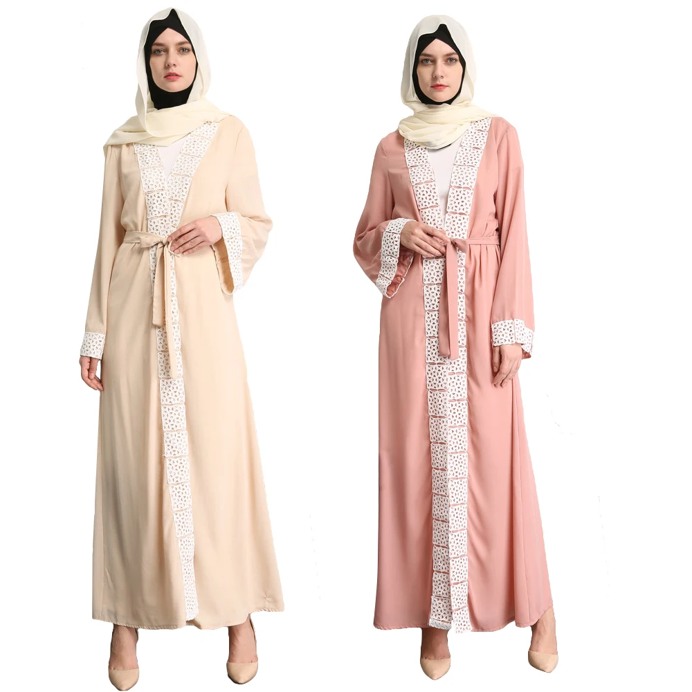 

Dubai Style Women Muslim Kaftan Open Cardigan Jilbabs Abayas Islamic Arab Amira Long Sleeve Dress Maxi Clothing New Gown Robes