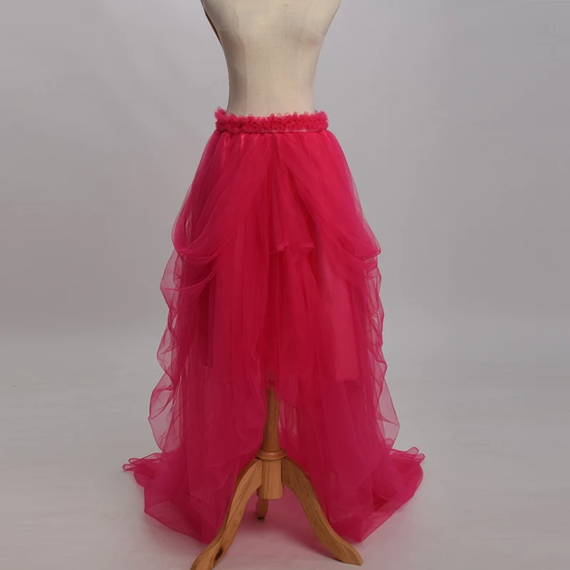 Женские сетчатые Юбки Русалки с верхним слоем из тюля в богемном стиле, Свадебный многослойный костюм - Цвет: Розово-красный
