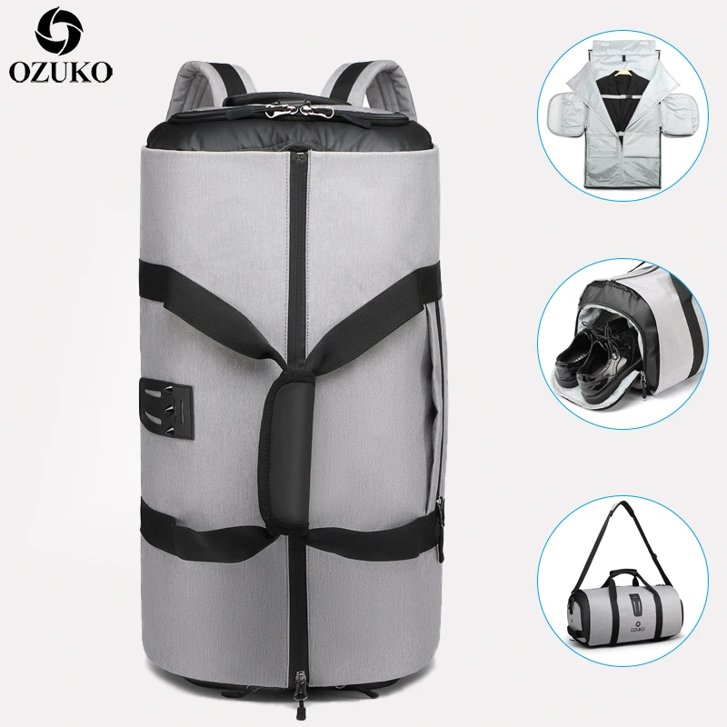 

OZUKO Travel Backpack for Men Suit Storage Large Capacity Travel Hand Bag Multifunction Waterproof Trip Mochila with Shoe Pocket