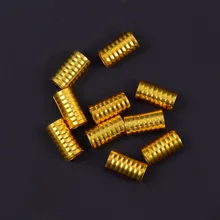100pcs 15mm*8mmGold Dreadlock Beads Spring Shape Adjustable Hair Braid Cuff Clip 8mm Hole Aluminium Alloy Tube Lock Styling Tool