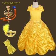 Красавица и Чудовище; платье принцессы Белль для малышей; костюм Белль на Хэллоуин для девочек; пышные Детские вечерние платья для дня рождения