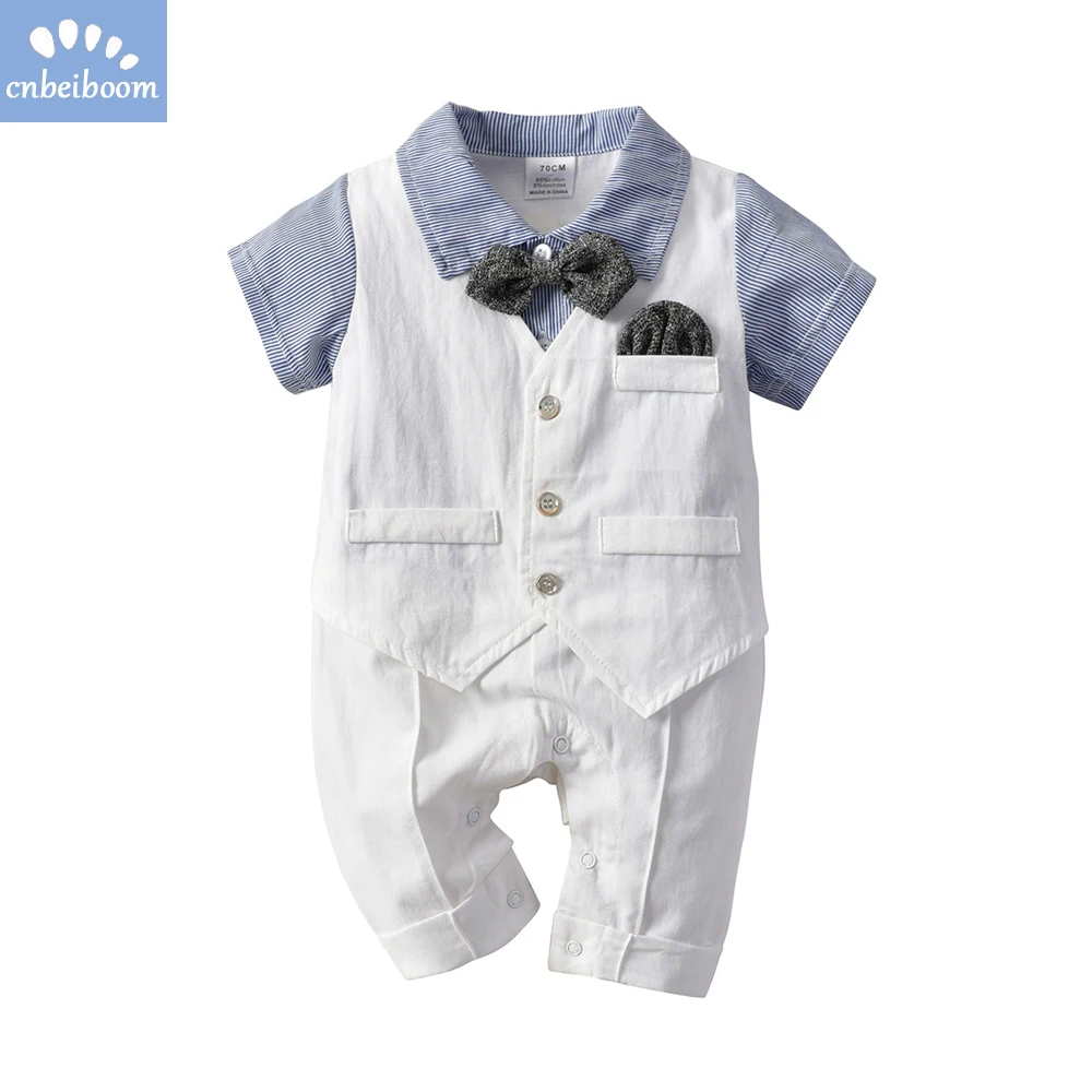 2019 Baby rompers newborn cotton short sleeve boy romper white Jumpsuit