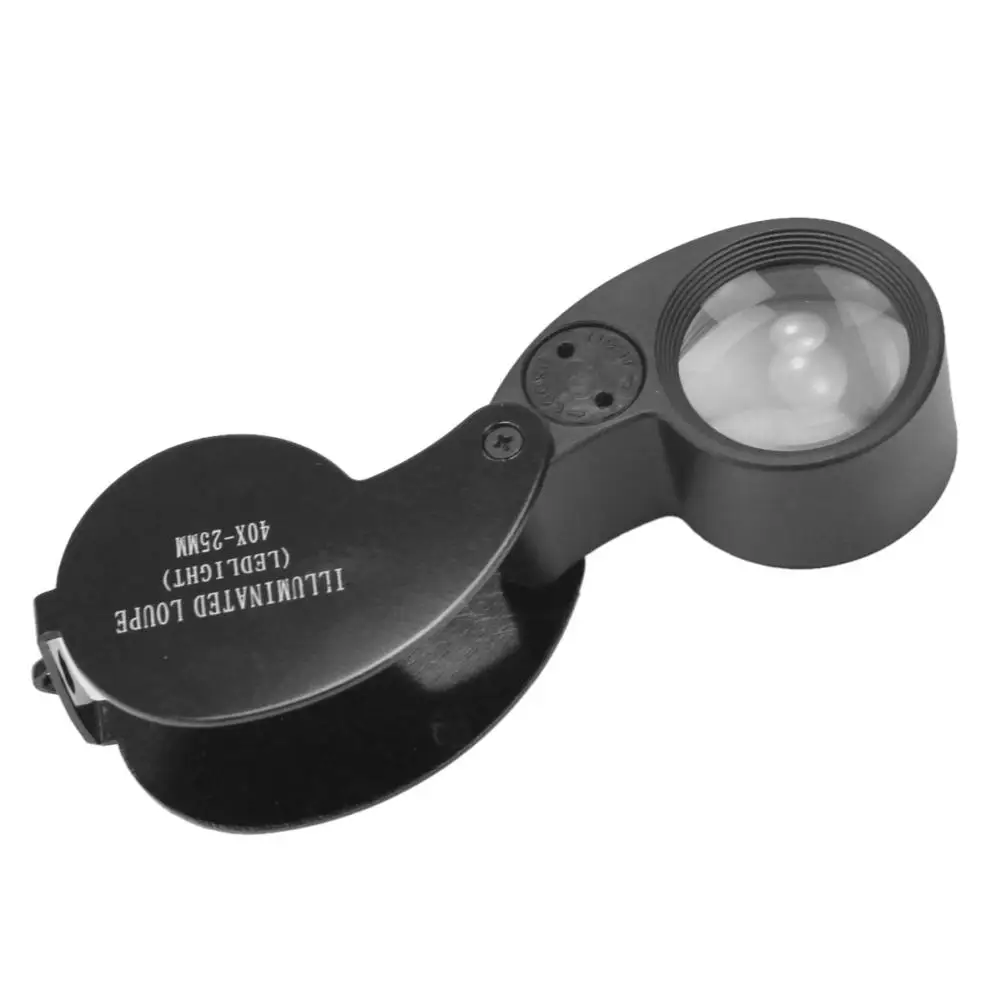 Double Jewelry Loupe Loop Eye with LED Light Magnifier Glass Lens