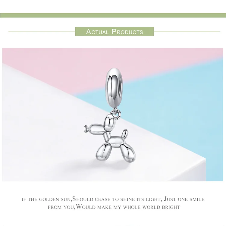 gold necklace BAMOER Genuine 925 Sterling Silver Balloon Dog Pendant Animal Charms Fit for Charm Bracelets & Necklace Silver Jewelry SCC981 promise rings for her