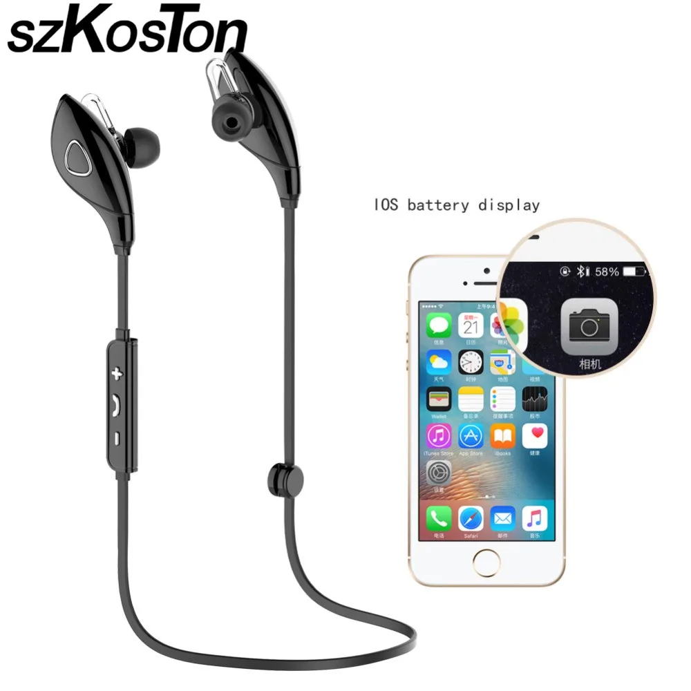 Wireless Earphones Waterproof Sport Bluetooth Headset with Microphone Voice Control Earbuds for 