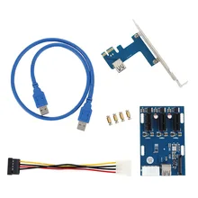 Nuevo Kit de Expansión PCI-E 1X Tarjeta Vertical de 1 a 3 Puertos de Switch Hub Multiplicador USB 3 Cable QJY99