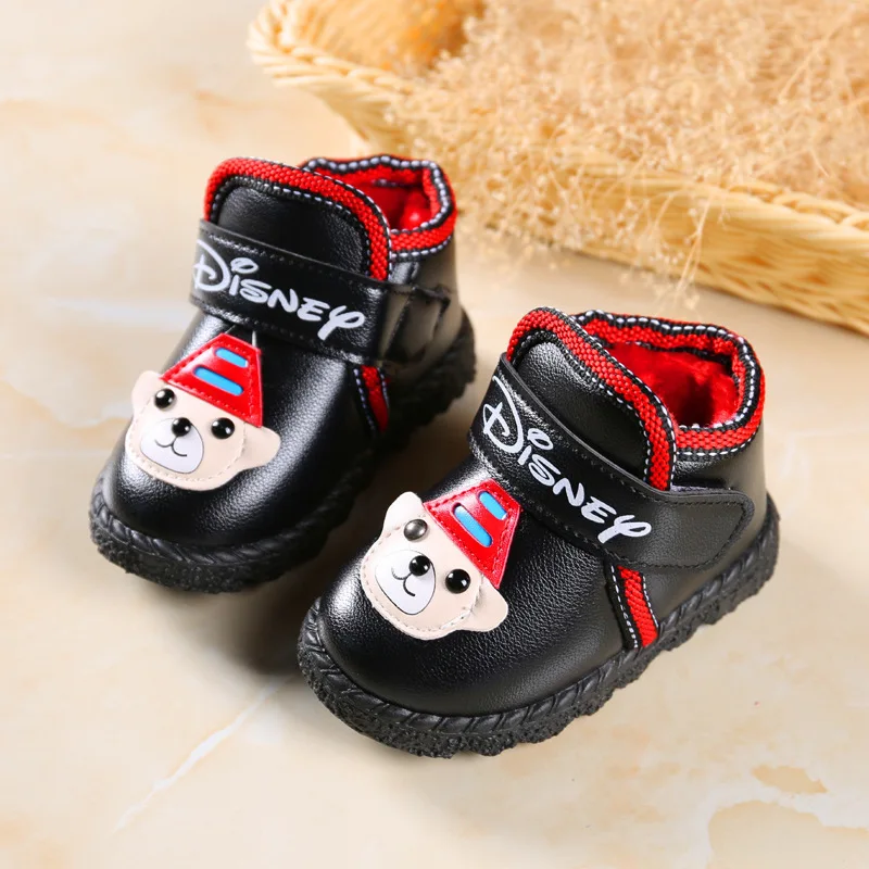 Детская обувь Neue Baumwolle Rutschfeste Verdickung Leder Kinder Schuhe Stiefel Botas Bottine; зимняя обувь для девочек в европейском стиле; Размеры 22-27 Yxx - Цвет: M1 plus black