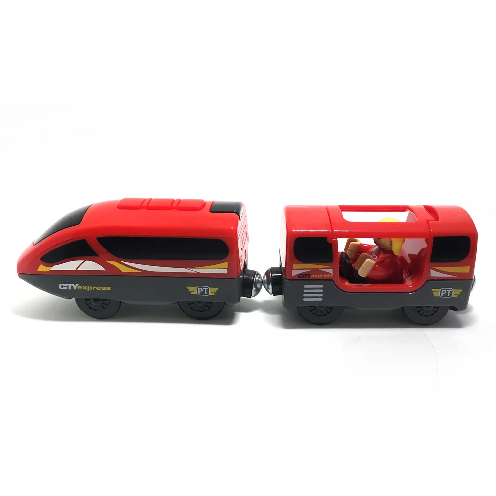 X16 Детский Электрический поезд игрушки Электрический удаленный контроль электрическая Магнитная link совместимы деревянная трасса красный Электрический поезд для мальчиков Игрушка