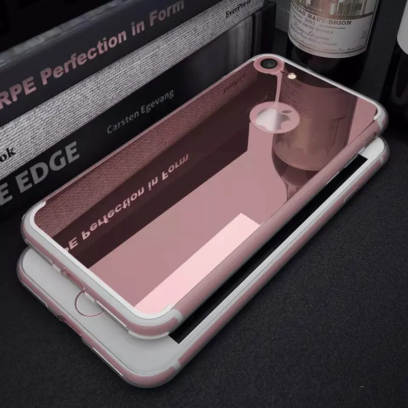 

New Rose gold Luxury Mirror Soft Clear TPU Case For iphone X XS Case iPhone6 6s 7 8 Plus Cases 5s 5 Cover Phone Back Cases