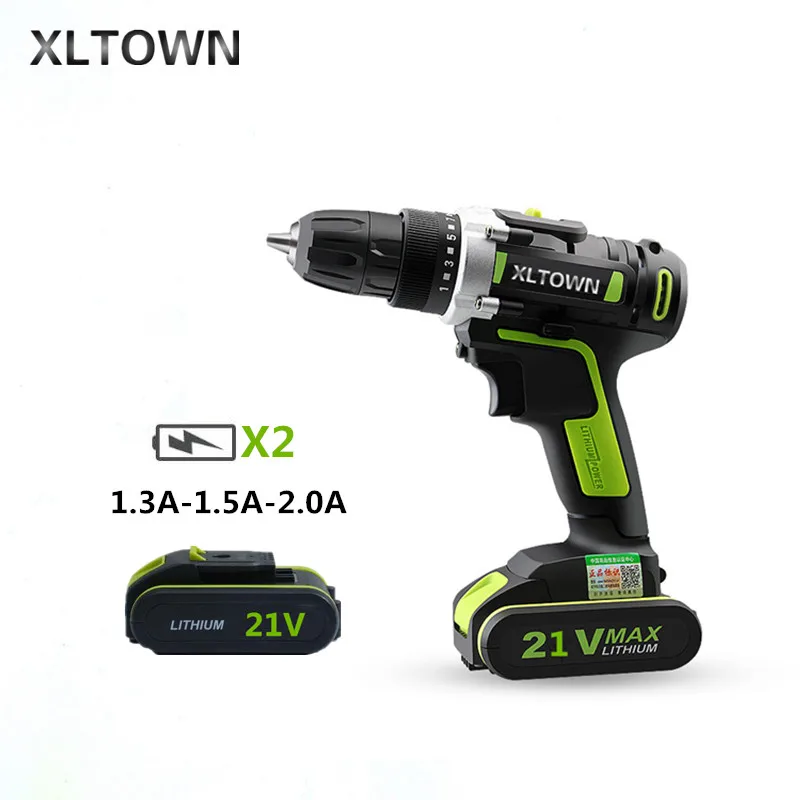 

XLTOWN 21V Cordless Electric Drill with 2 battey 2000 mAh Large Capacity Battery Rechargeable Electric Screwdriver Power Tools