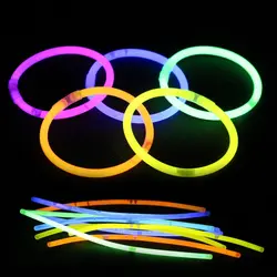 100 шт./лот multi Цвет Glow Stick Fun флуоресценции световой Браслеты Ожерелья для мужчин партии церемонии торжества ночник Щупы для мангала