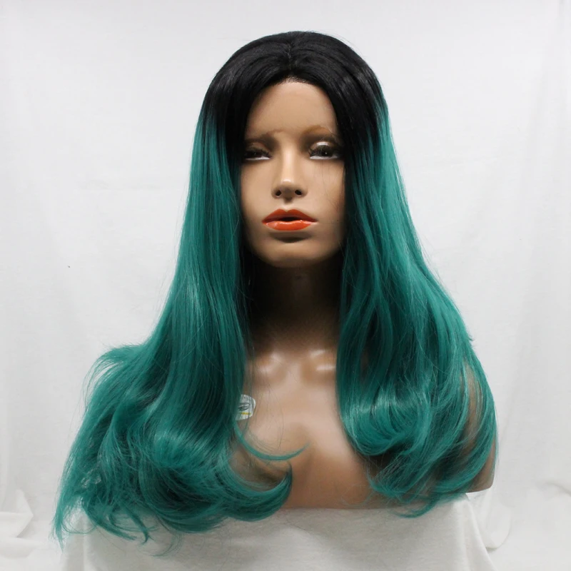 

Natural Body Loose Wave Ombre Green Color Wigs Brazilian Body Wave Hair Synthetic Lace Front Wig Heat Resistant Synthetic Wigs