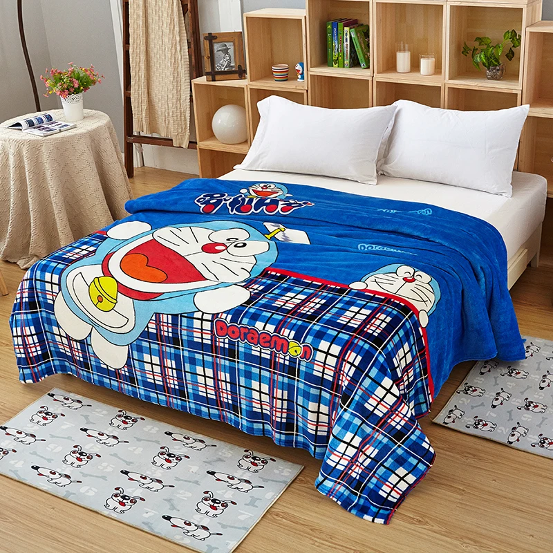 Домашний текстиль с изображением мультфильма одеяло Doraemon Новое постельное покрывало плюшевое Флисовое одеяло бросок на кровать/автомобиль/диван 150x200 см голубое милое одеяло s