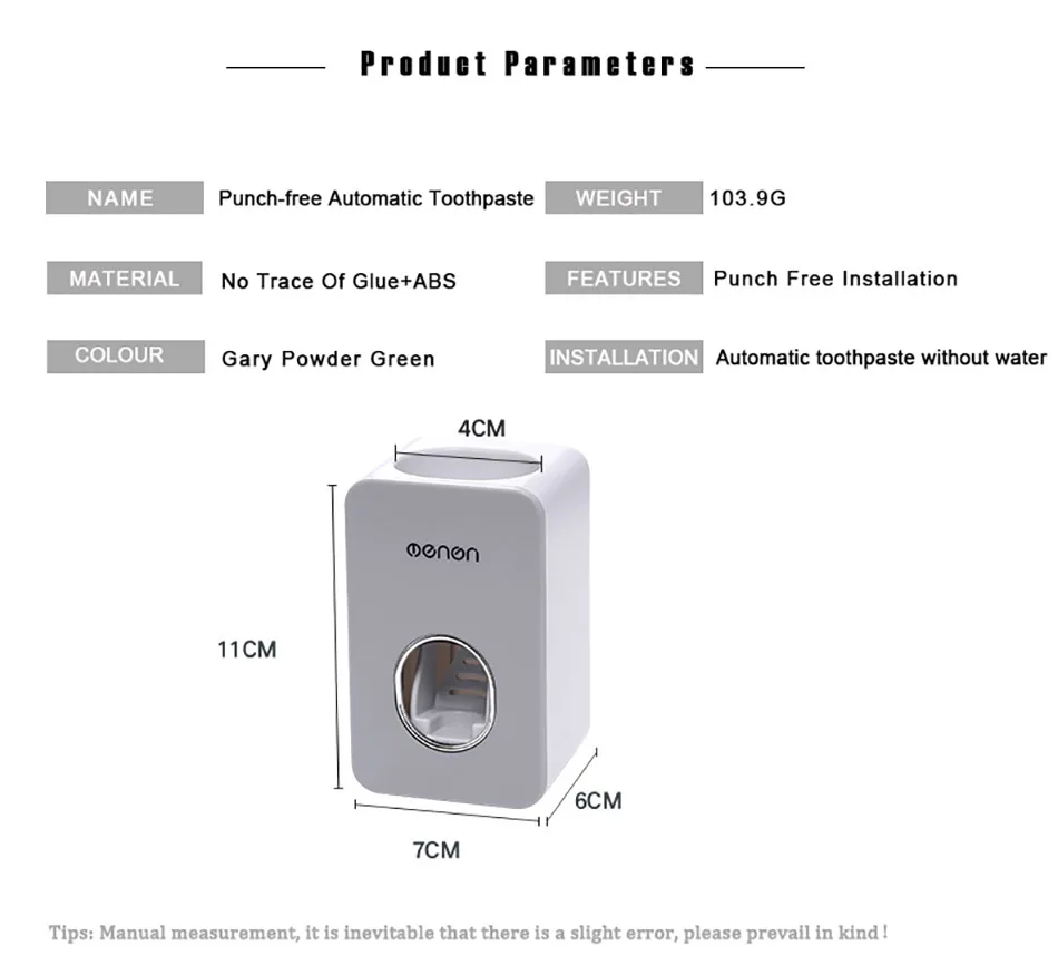 GUNOT Automatic Toothpaste Dispenser Wall Mounted Stand Home Dust-proof Toothpaste Lazy Dispenser Bathroom Accessories Set