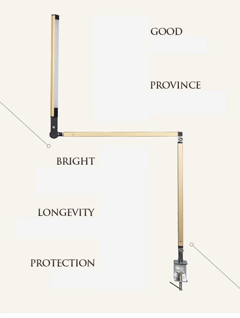 Креативный светодиодный Настольный светильник Архитектурный Светильник металлический поворотный кронштейн с регулируемой яркостью Настольная лампа с зажимом высоко Регулируемый верстак светильник