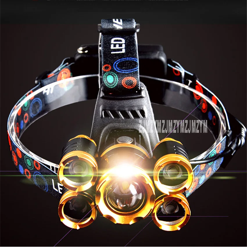 New T18 Five-core Intelligent Sensor Headlamp Glare Super Bright Rechargeable Head-mounted Induction 4.2V 10W 300-500M | Лампы и
