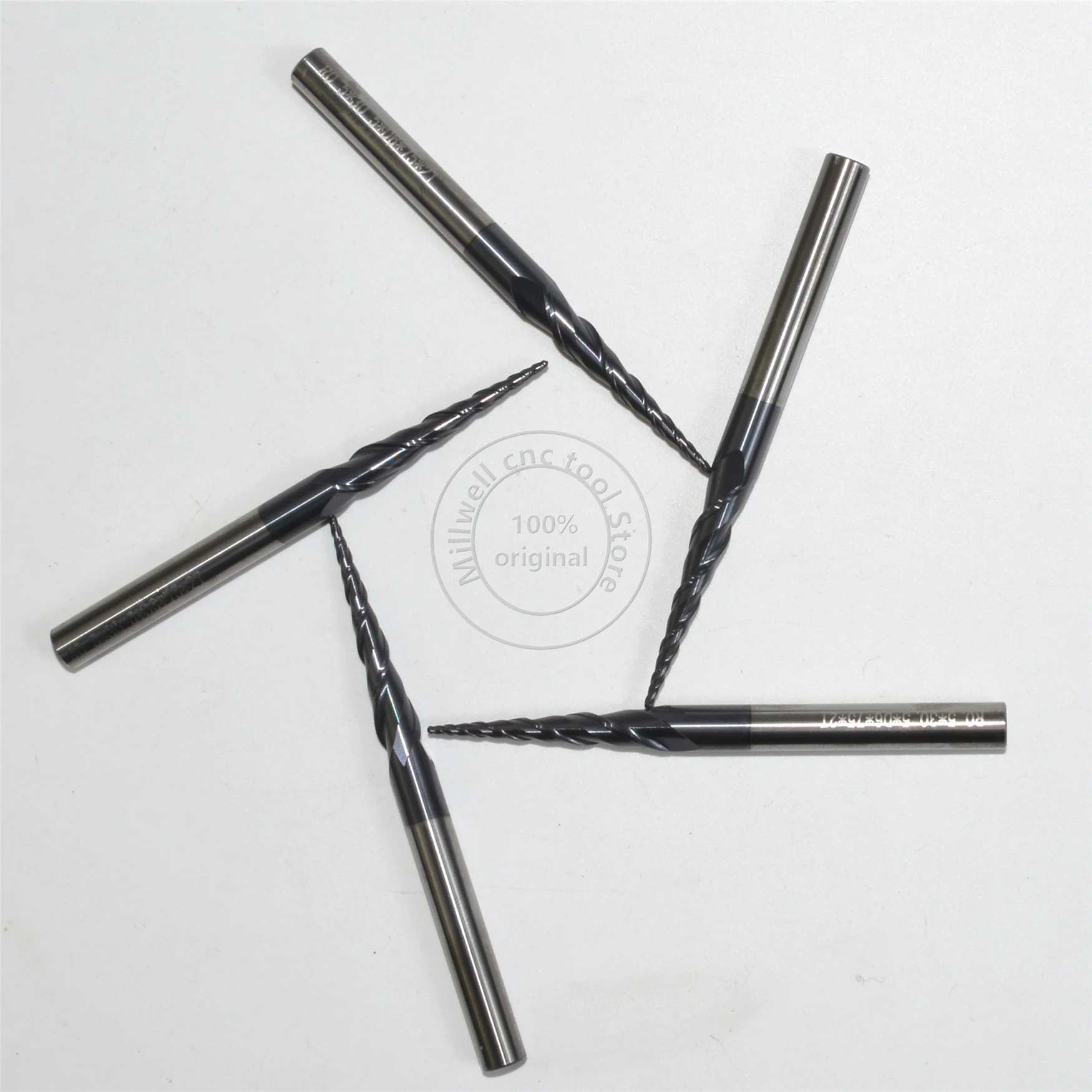 Бесплатная shipping 10PCS R0.5 * D6 30 5 75L 2F HRC55 твердосплавные конические концевые фрезы с
