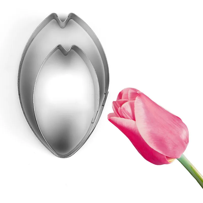 

TTLIFE 2pcs/set Tulip Flower Cookie Cutter Cake Decorating Tools Fondant Cupcake Mold Biscuit Cutter Baking Cookie Tools
