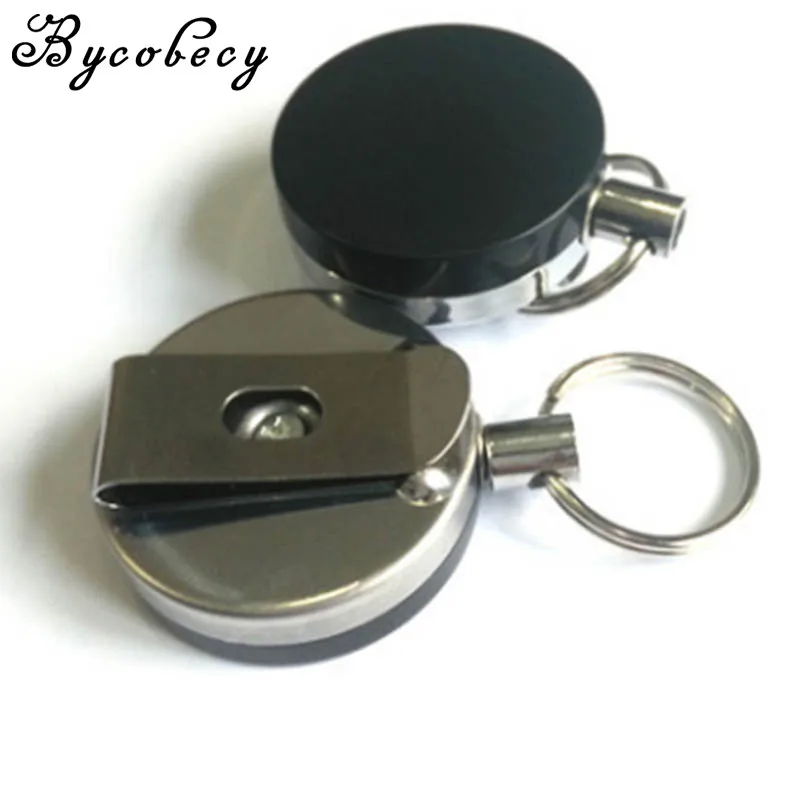 

BYCOBECY 2019 Black Smart Key Holder Stainless Steel Housekeeper Adjustable Car Key Case for Men and Women Stretchable Keychain