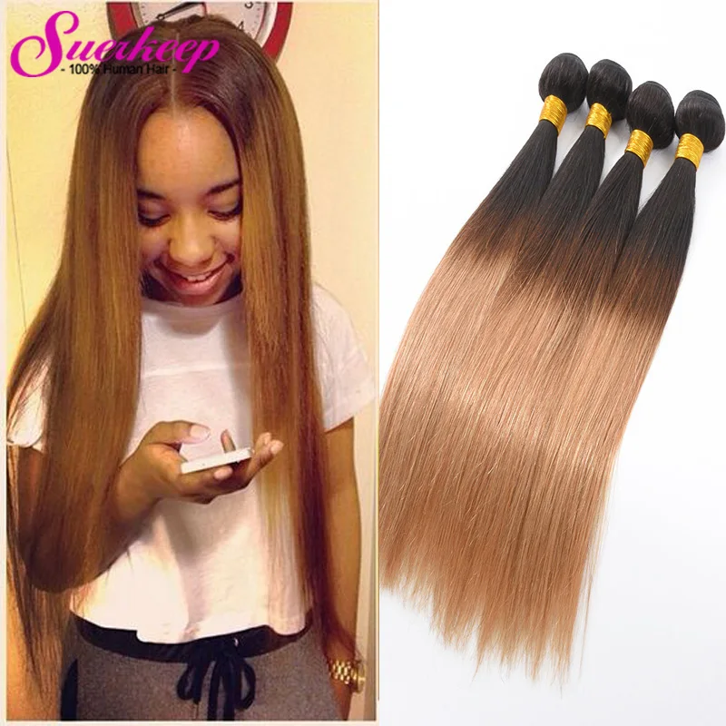 

Ombre Human Hair Brazilian Virgin Hair Ombre 4 Bundles Straight T1B/27 Two Tone Brazilian Straight Ombre Hair Weave Bundles Deal